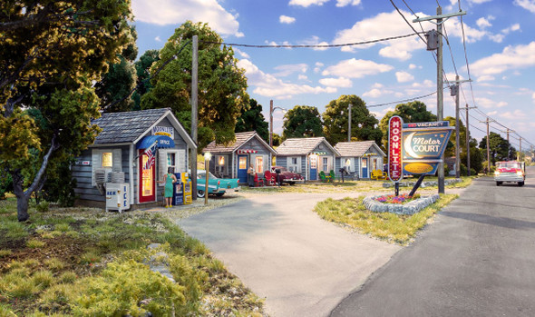 Woodland Scenics BR5877 Moonlite Motor Court - Built & Ready O Scale Woodland Scenics BR5877 Moonlite Motor Court - Built & Ready O Scale