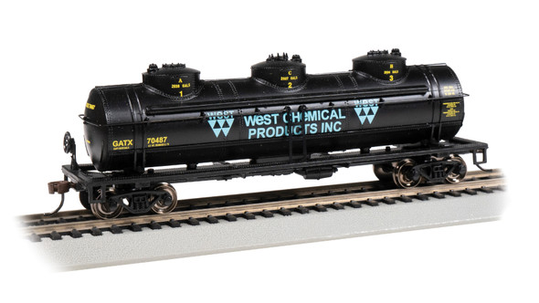 Bachmann 17116 40' Three-Dome Tank Car - West Chemical Products #70487 HO Scale