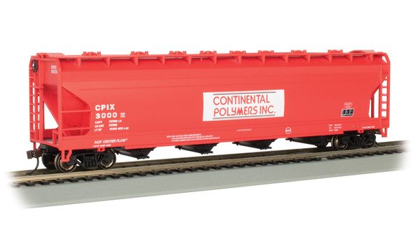 Bachmann 17510 56' ACF Center-Flow Hopper - Continental Polymers #3000 HO Scale