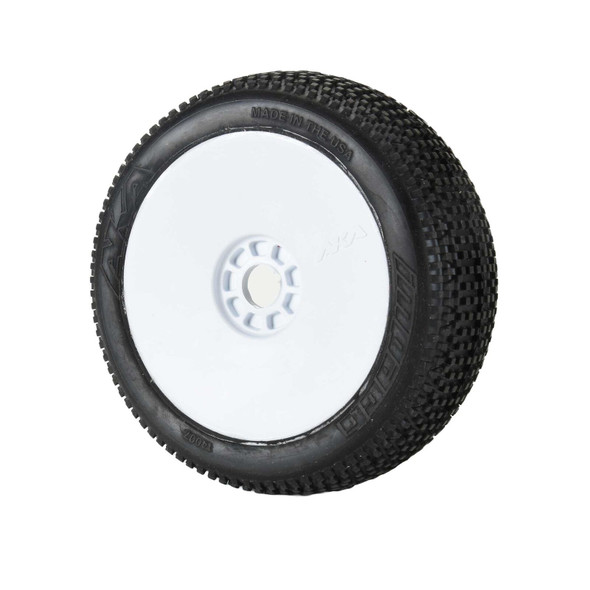 AKA Racing 1/8 Impact SLW Off-Road Tires Racer Bundle, White Wheels for Buggy