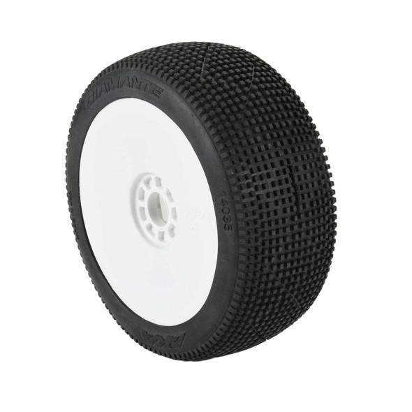 AKA Racing 1/8 Diamante SLW Off-Road Tires Racer Bundle, White Wheels for Buggy