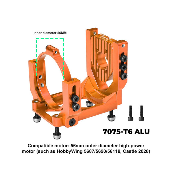 GPM Alum 7075-T6 Alloy Oversized Motor Base Orange for Pro Scale Sand Car / XRT