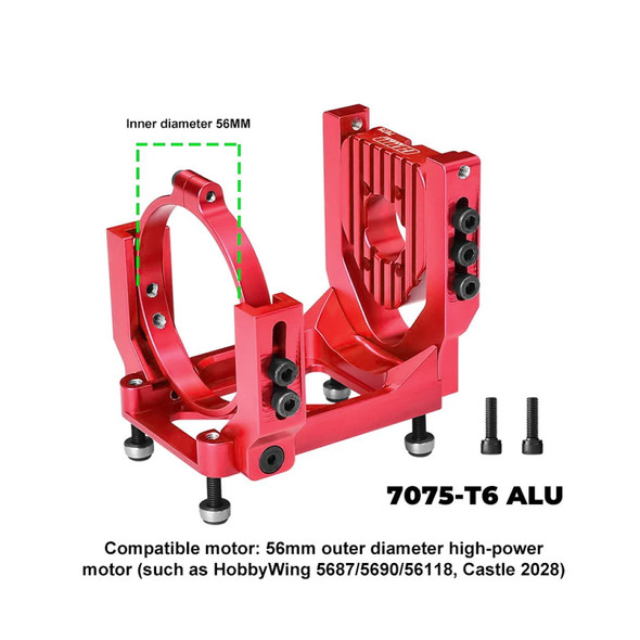 GPM Alum 7075-T6 Alloy Oversized Motor Base Red for Pro Scale Sand Car / XRT