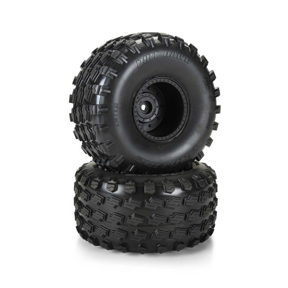 Pro-Line 1/10 Dirt Hawg 2.0 F/R 2.6" MT Tires w/ Black Wheels (2): ARRMA QUAKE & GORGON