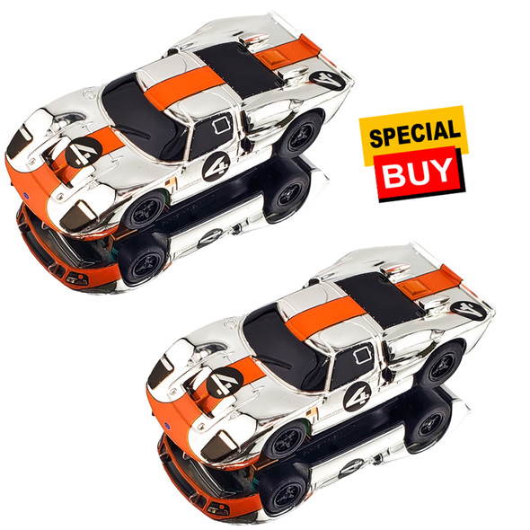 AFX Ford GT40 MKII #4 Mirror Chrome / Orange Mega G+ Chassis HO Slot Car (2)