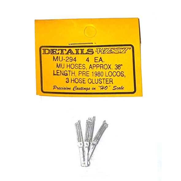 Details West MU-294 MU Hoses 3-Cluster 36" Pre-1980 Locomotives (4) HO Scale