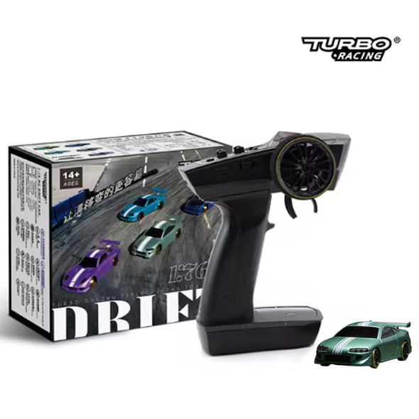 Turbo Racing C62 1/76 RC Drift Car 2WD On Road RTR Metallic Green w/Radio