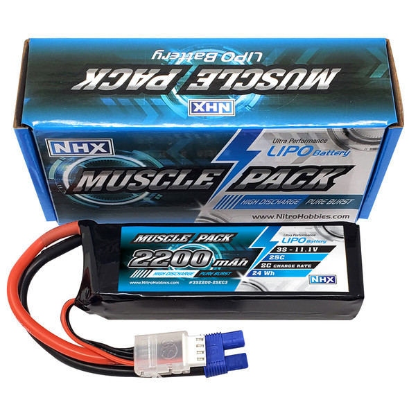NHX Muscle Pack 3S 11.1V 2200mAh 25C Lipo Battery w/ EC3 Connector