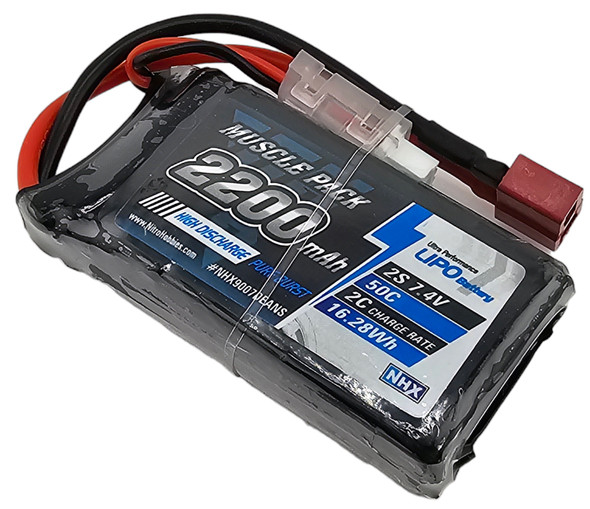 NHX RC Muscle Pack 2S 7.4V 2200mAh 50C Lipo Battery w/ Deans Connector