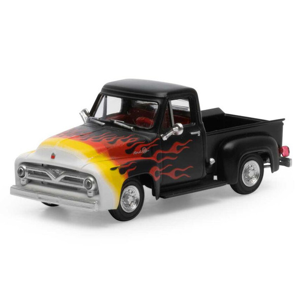 Athearn ATH26464 1955 Ford F-100 Pickup - Black / Flames HO Scale