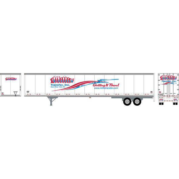 Athearn ATH72812 53' Wabash Plate Trailer RTR - Millis Transfer #3 HO Scale