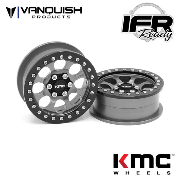 Vanquish 2.2 Aluminum KMC KM237 Riot Beadlock Wheels Grey (2) VPS08062