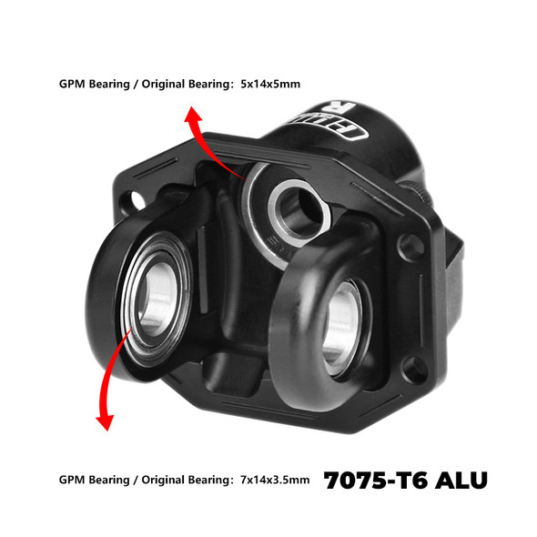 GPM Alum Rear Axle Oversize Bearing Diff Cover Case Black for Vanquish 1/10 H10