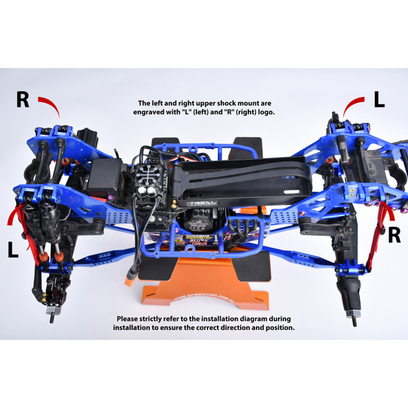 GPM Aluminum Alloy Front & Rear Upper Shock Mount Blue for Losi 1/8 LMT 2.0