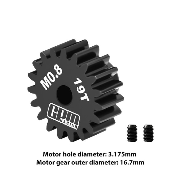 GPM 40Cr Steel Motor Gear 19T (32 Pitch, Module 0.8mm) Motor Tooth Diameter 3.175mm