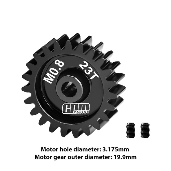 GPM 40Cr Steel Motor Gear 23T (32 Pitch, Module 0.8mm) Motor Tooth Diameter 3.175mm