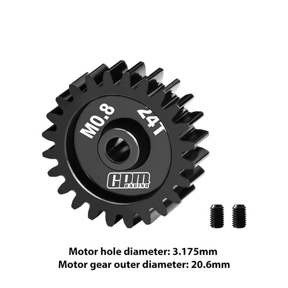 GPM 40Cr Steel Motor Gear 24T (32 Pitch, Module 0.8mm) Motor Tooth Diameter 3.175mm