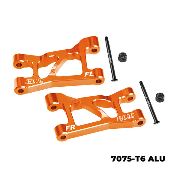 GPM Aluminum 7075-T6 Alloy Front Upper Suspension Arms Orange for 1/16 Mini Slash