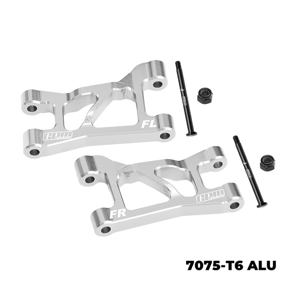 GPM Aluminum 7075-T6 Alloy Front Upper Suspension Arms Silver for 1/16 Mini Slash