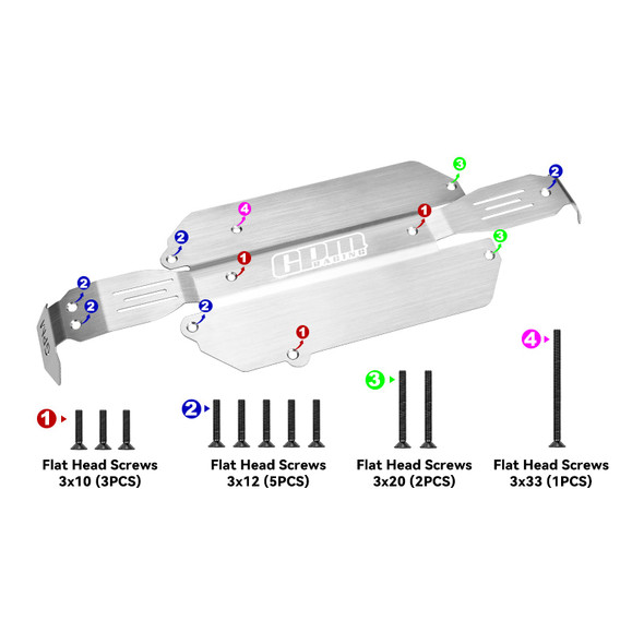 GPM Racing Stainless Steel Chassis Skid Kit for Traxxas 1/16 Mini Slash 4x4