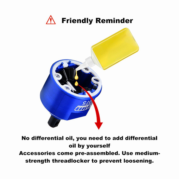 GPM Carbon Steel + Aluminum Centre Complete Differential Blue for 1/16 Mini Slash