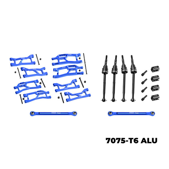 GPM Aluminum 7075 Alloy Widemaxx Suspension Kit Blue for 1/16 Mini Maxx / XRT