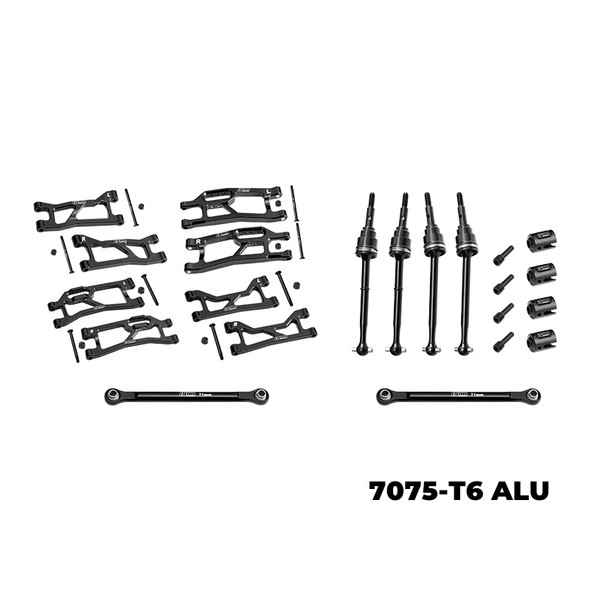 GPM Aluminum 7075 Alloy Widemaxx Suspension Kit Black for 1/16 Mini Maxx / XRT
