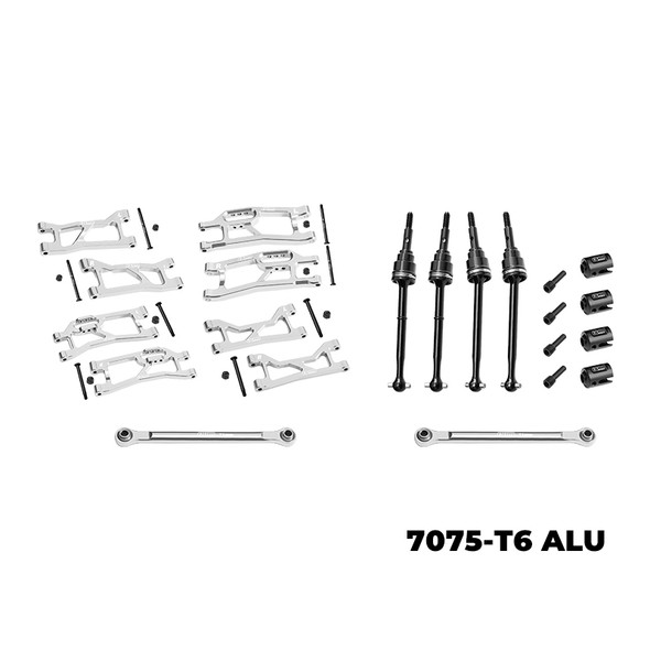 GPM Aluminum 7075 Alloy Widemaxx Suspension Kit Silver for 1/16 Mini Maxx / XRT