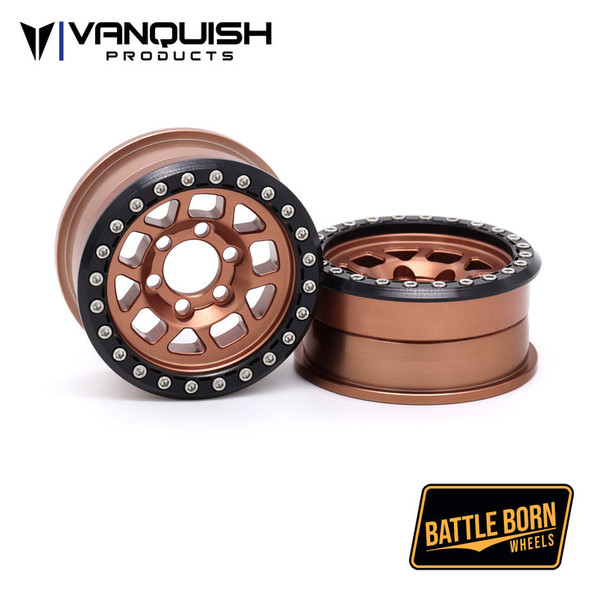 Vanquish VPS08222 1.9 Aluminum Battle Born Beadlock Wheels Whiskey (2) - Bronze