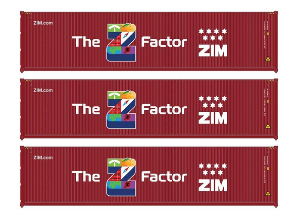 Walthers  949-18257 40' Fully Corrugated Container - 3-Pack - ZIM (The Z Factor) HO Scale