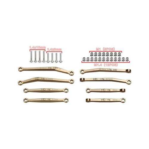 Hot Racing SXTY133H - No Flex Upgrade Brass Link Set SCX30