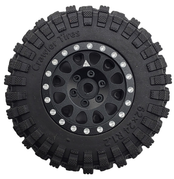 NHX RC 1.2" Crawler Tires w/ Alum Beadlock Wheel (4) for 1/18 TRX-4M Super Soft -Black