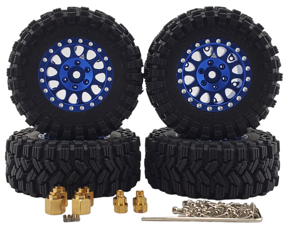 NHX RC 1.2" Crawler Tires w/ Alum Beadlock Wheel (4) for 1/18 TRX-4M Super Soft -Blue