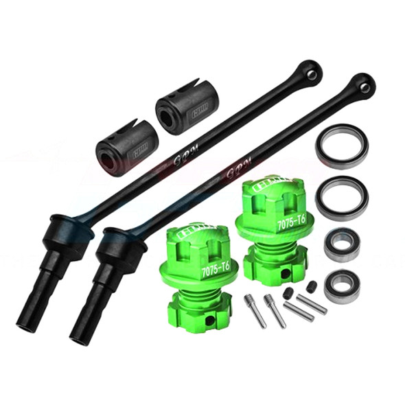 GPM Carbon Steel F/R Extend CVD Shaft 110mm w/ 7075 Alum Wheel Lock & Hex Claw Green : MAXX