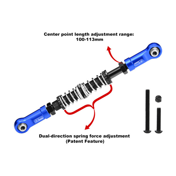 GPM Servo Steering Link Adjustable Length/Spring Force Black for Losi 1/8 LMT 1.0/2.0