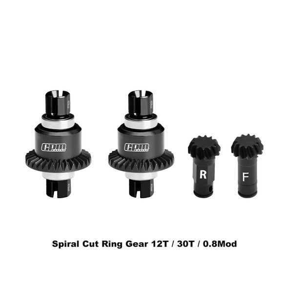 GPM Carbon Steel + Alum F&R Diff Gear Set 12/30T Black for 1/18 Granite Grom