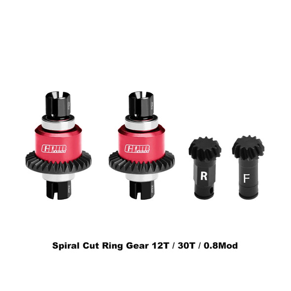 GPM Carbon Steel + Aluminum F&R Diff Gear Set 12/30T Red for 1/18 Granite Grom
