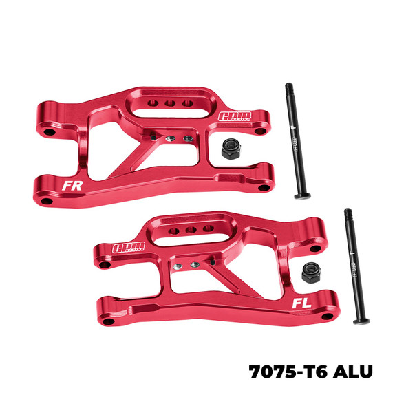 GPM Aluminum 7075 Alloy Front Lower Suspension Arms Red for 1/16 Mini Slash