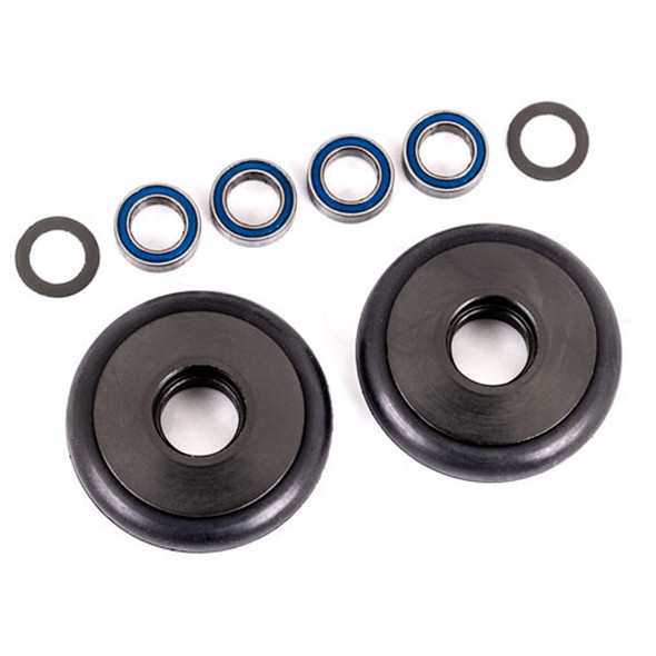 Traxxas 9461T Aluminum Wheelie Bar Wheels Gray (2) : Bandit/Rustler/Stampede