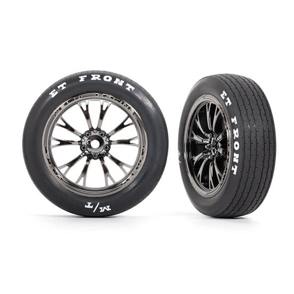 Traxxas 9474X Front Tires w/ Weld Black Chrome Wheels & Foam Inserts (2)
