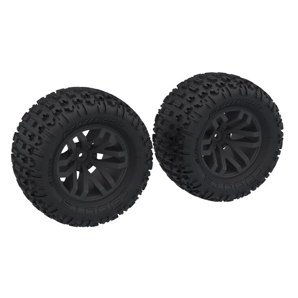 ARRMA ARA-1608 dBoots 'FORTRESS MT' Tire/Wheel Set Black (2) for 1/10 Granite