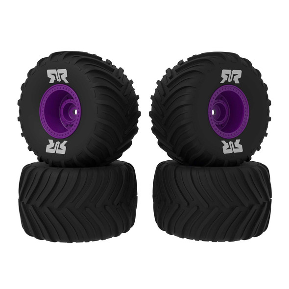 ARRMA ARA-2611 dBoots Chevron MT Tire/Wheel Set Purple (4) for Gorgon & Quake Grom
