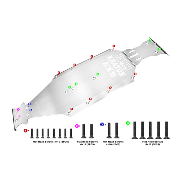 GPM Stainless Steel Integrated Chassis Skid Kit for Arrma 1:8 KRATON 6S EXB V6 / V2