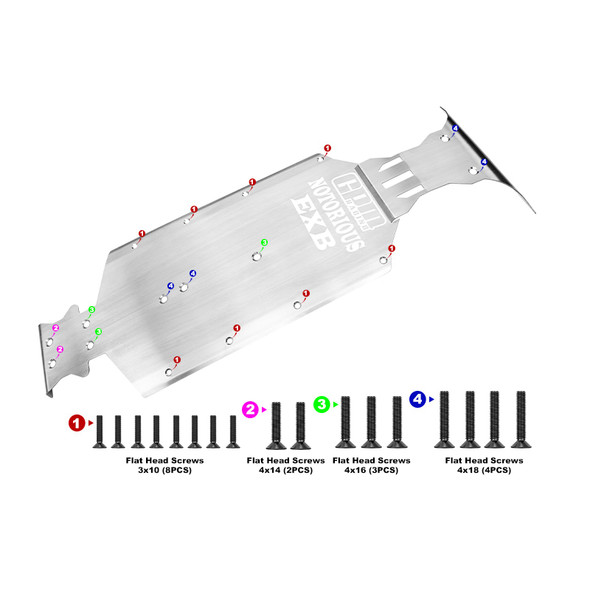 GPM Stainless Steel Integrated Chassis Skid Kit for Arrma 1/8 NOTORIOUS 6S V6