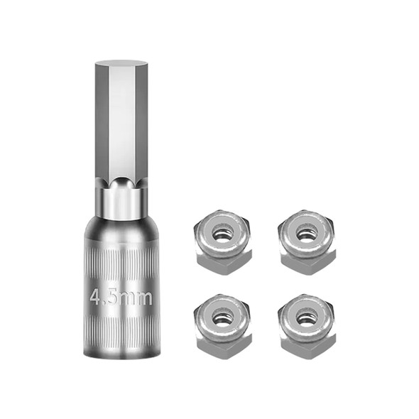 GPM Wheel Nut (4) Silver & Wheel Nut Tool for Axial 1/30 SCX30 Bronco/Wrangler/K10