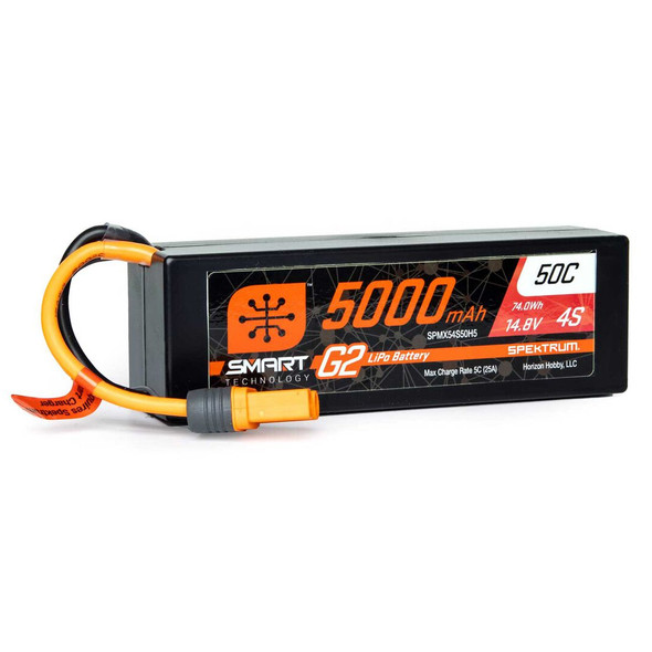 Spektrum SPMX54S50H5 14.8V 5000mAh 4S 50C Smart G2 Hardcase LiPo Battery : IC5