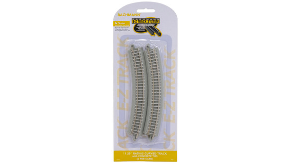 Bachmann 44001 E-Z Track 11.25'' Radius Curved Track w/Nickel Silver Rail (6Pcs) N Scale