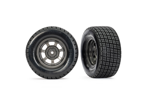 Traxxas 10473X Hoosier Front Tires 2WD w/Graphite Gray Wheels (2) for Slash Modified