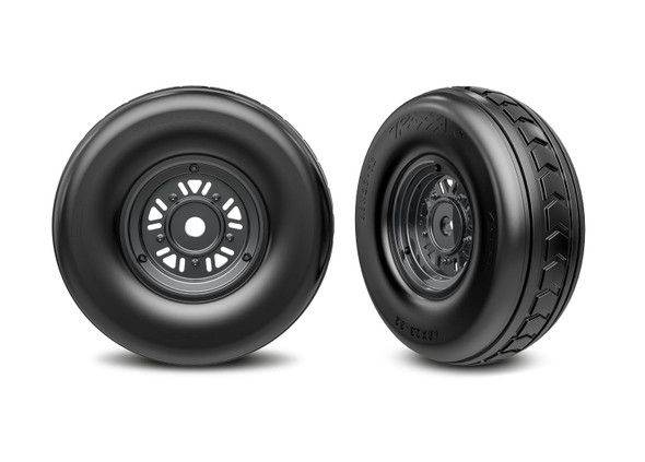 Traxxas 10972-BLKC Arrow-Pattern Front Tires w/ 3.2" Black Chrome Wheels (2) Sand Car