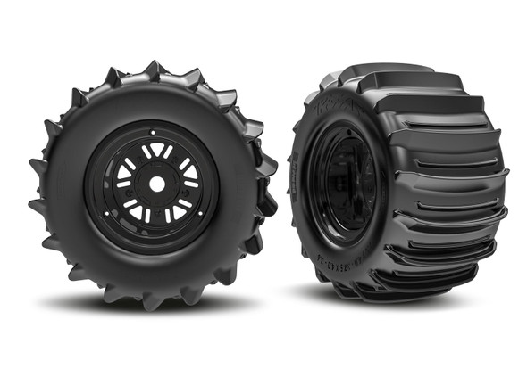 Traxxas 10973 Paddle Rear Tires w/ Black Wheels (2) for Funco® Pro Scale®